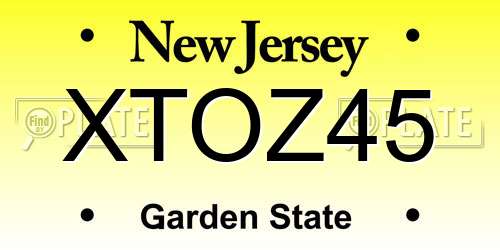 XTOZ45 New Jersey License Plate