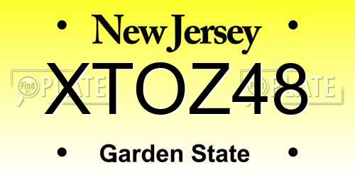 XTOZ48 New Jersey License Plate