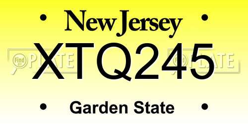 XTQ245 New Jersey License Plate