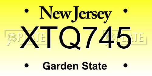XTQ745 New Jersey License Plate