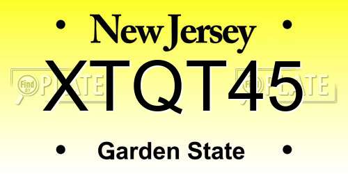 XTQT45 New Jersey License Plate