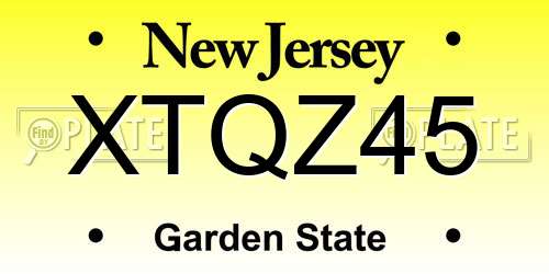 XTQZ45 New Jersey License Plate