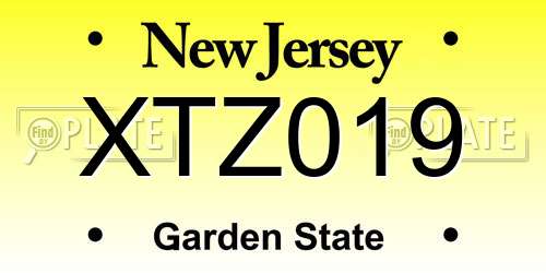 XTZ019 New Jersey License Plate