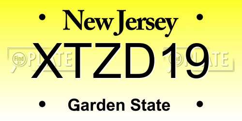 XTZD19 New Jersey License Plate