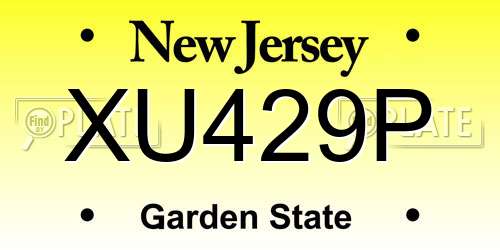 XU429P New Jersey License Plate