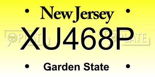 XU468P New Jersey License Plate