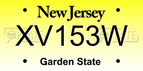 XV153W New Jersey License Plate