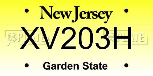 XV203H New Jersey License Plate