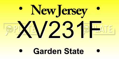 XV231F New Jersey License Plate