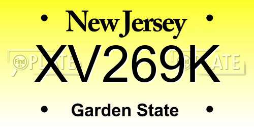 XV269K New Jersey License Plate