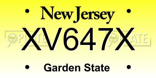 XV647X New Jersey License Plate