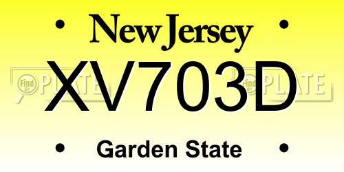 XV703D New Jersey License Plate