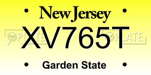 XV765T New Jersey License Plate