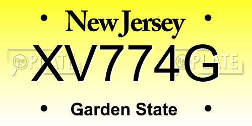 XV774G New Jersey License Plate