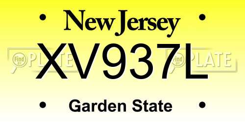 XV937L New Jersey License Plate