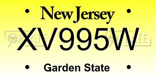 XV995W New Jersey License Plate