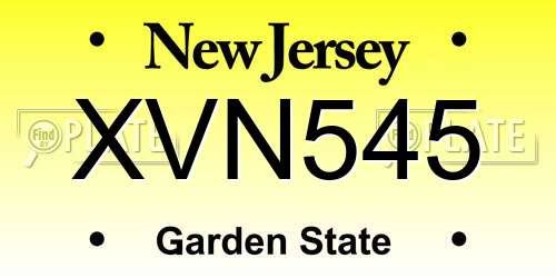 XVN545 New Jersey License Plate