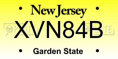 XVN84B New Jersey License Plate
