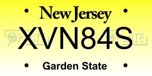 XVN84S New Jersey License Plate