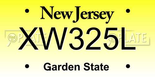 XW325L New Jersey License Plate