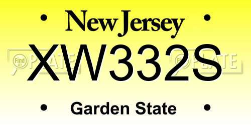 XW332S New Jersey License Plate