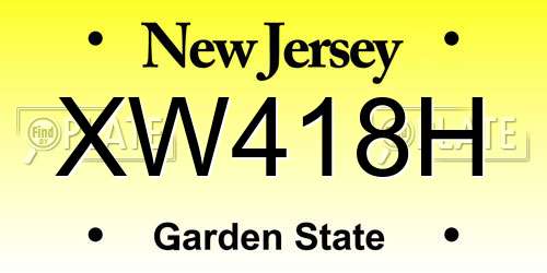 XW418H New Jersey License Plate