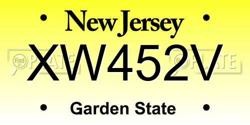 XW452V New Jersey License Plate