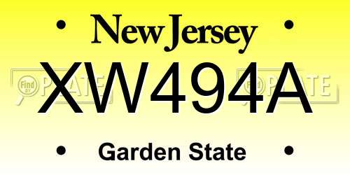 XW494A New Jersey License Plate