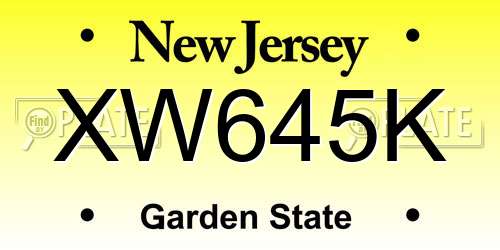 XW645K New Jersey License Plate