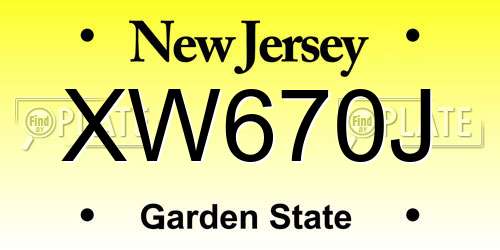 XW670J New Jersey License Plate
