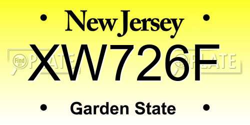 XW726F New Jersey License Plate