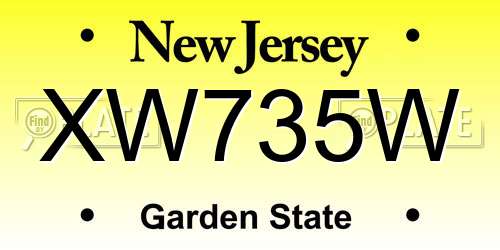 XW735W New Jersey License Plate