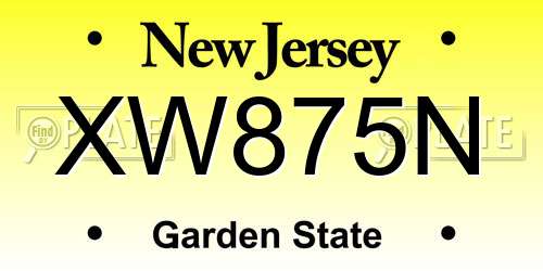 XW875N New Jersey License Plate