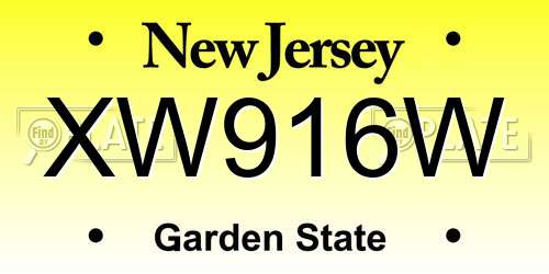 XW916W New Jersey License Plate