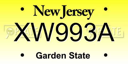 XW993A New Jersey License Plate