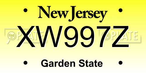 XW997Z New Jersey License Plate