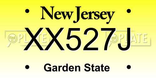 XX527J New Jersey License Plate
