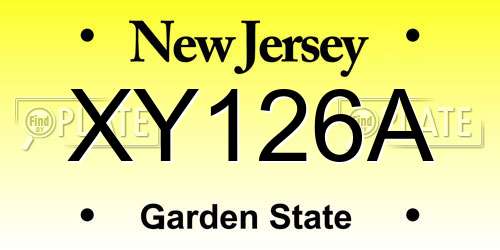 XY126A New Jersey License Plate