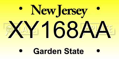 XY168AA New Jersey License Plate