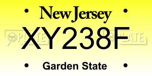XY238F New Jersey License Plate