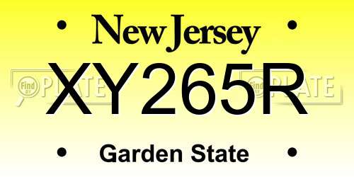 XY265R New Jersey License Plate