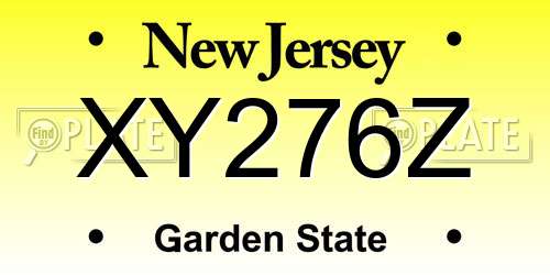 XY276Z New Jersey License Plate