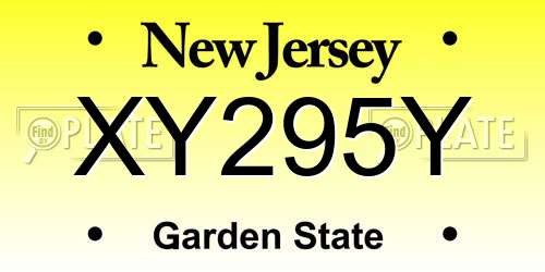 XY295Y New Jersey License Plate