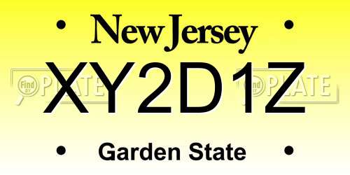 XY2D1Z New Jersey License Plate