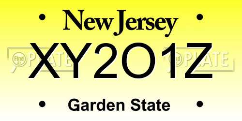 XY2O1Z New Jersey License Plate