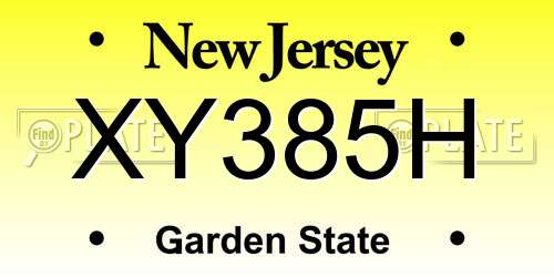 XY385H New Jersey License Plate