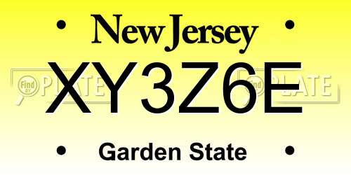 XY3Z6E New Jersey License Plate