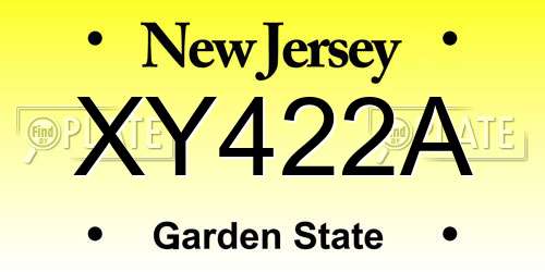 XY422A New Jersey License Plate