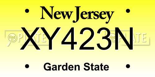 XY423N New Jersey License Plate