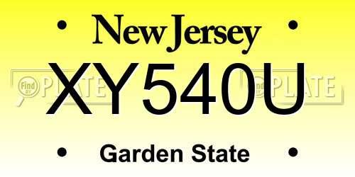 XY540U New Jersey License Plate